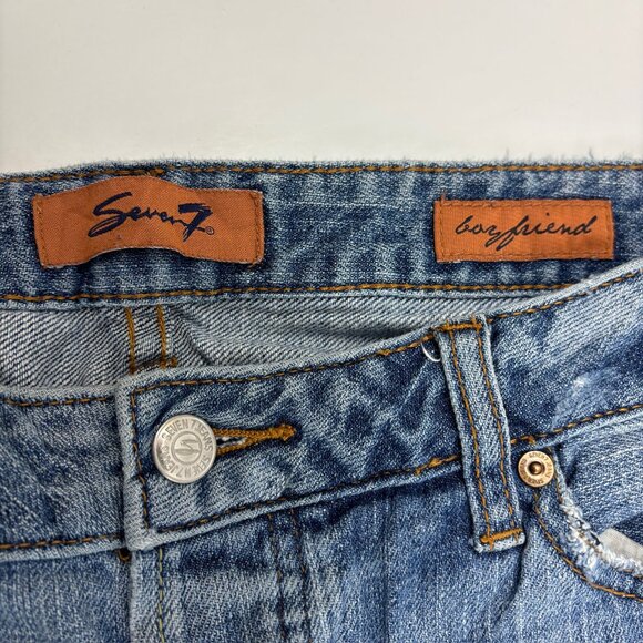 Seven7 Distressed Boyfriend Women's size 30 Medium Wash Blue Denim jeans - Picture 2 of 4